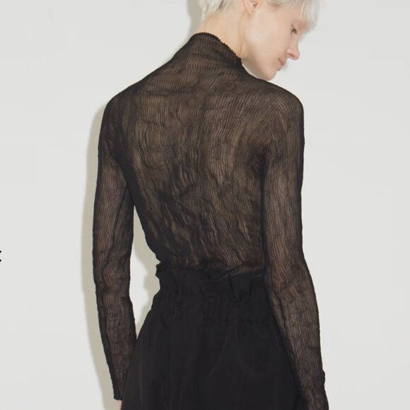 Issey Miyake black chiffon twist top, size 2 - Picture 2 of 9